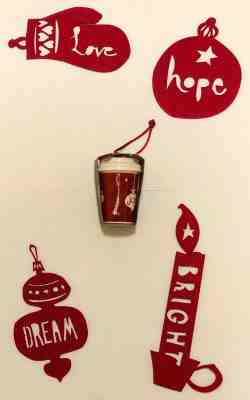 Starbucks 2009 ornaments - red cup and 4 red felt - HTF! - Sold on eBay Apr, 23rd 2019 for $45.99
