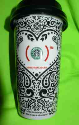 Starbucks Coffee Double Wall Tumbler * 2010 Johnathan Adler Red Heart Paisley * - Sold on eBay Apr, 23rd 2019 for $24.88