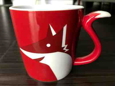 2012 Starbucks Red FOX Coffee Cup Mug~Tail Handle ~Bone China  - Sold on eBay Apr, 15th 2019 for $7.69