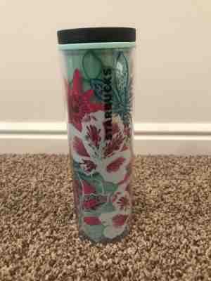 Starbucks 2017  16 oz Twist Lid Tall Tumbler Travel Mug Cup Flower - Sold on eBay Apr, 23rd 2019 for $17.99