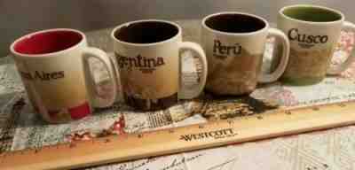 4 STARBUCKS MINI COFFEE MUGS 3oz BUENAS AIRES PERU ARGENTINA CUSCO - Sold on eBay Mar, 26th 2019 for $34.99