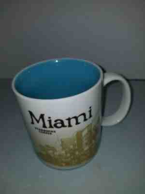 Starbucks Coffee Mug Icon 16 Oz 2009 Miami Skyline Ocean Drive China - Sold on eBay May, 9th 2019 for $12.99