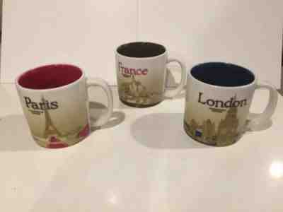 3 Starbucks London, Paris & France Demitasse Espresso Mini Size 3 oz Mugs 2009 - Sold on eBay May, 6th 2019 for $29.90