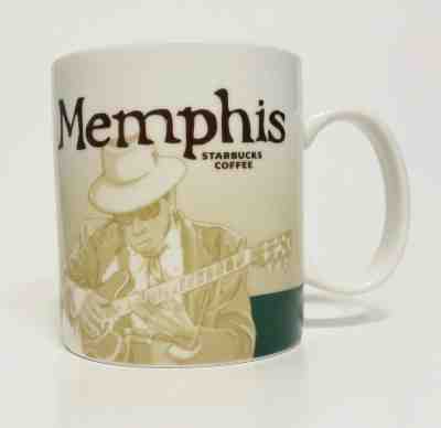 STARBUCKS Collector Series Icon City Memphis Mug 2009 Guitar Player Green - Sold on eBay May, 2nd 2019 for $44.99