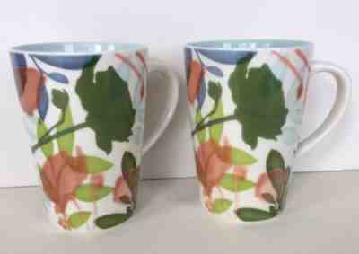 Starbucks 2009 Mug Floral Watercolor Pair Set Of 2 Bone China  16 Oz - Sold on eBay Apr, 30th 2019 for $15.00