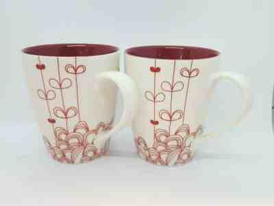 2 Starbucks Coffee Mugs 2009 Red Hearts and Vines Porcelain 16 oz.  - Sold on eBay Apr, 29th 2019 for $15.99