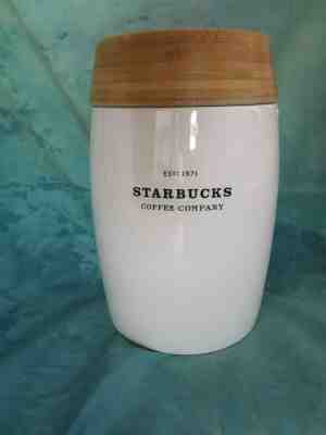 Starbucks 2009 White Ceramic Butcher Block Wood Top 48oz Coffee Canister Jar - Sold on eBay Apr, 27th 2019 for $35.00