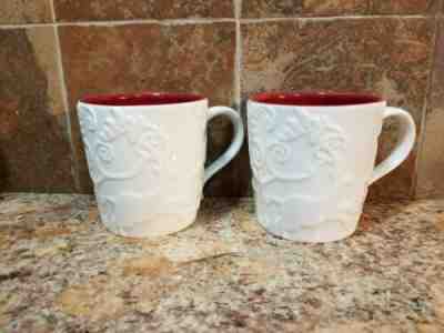 Set of 2 Starbucks Coffee White Reindeer Cup Mug 2009 Red Bone China Embossed - Sold on eBay Apr, 18th 2019 for $24.99