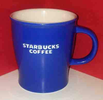 Starbucks Coffee 2009 New Bone China Blue White Embossed White Lettering Mug Cup - Sold on eBay Mar, 3rd 2019 for $17.99