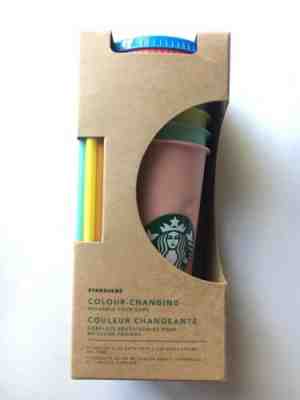 Starbucks Color Changing Reusable Cold Cup Collection Pack of 5 Lids Straws 24oz - Sold on eBay May, 9th 2019 for $61.00