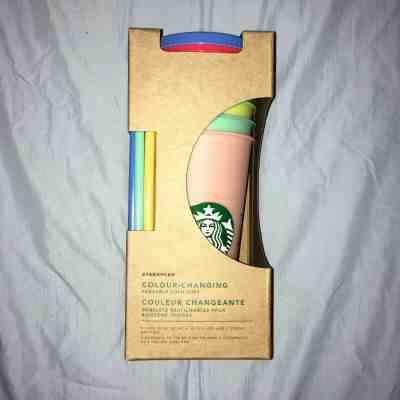 BRAND NEW! 2019 Starbucks Color-Changing Reusable Cold Cups (UNOPENED, 5 COUNT) - Sold on eBay May, 9th 2019 for $60.00