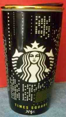 Starbucks Ceramic Travel Mug Times Square NYC Rubber Seal on Lid 12 fl oz 2015 - Sold on eBay May, 9th 2019 for $29.99