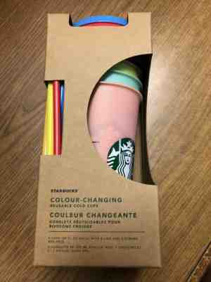 NEW STARBUCKS 2019 COLOR-CHANGING REUSABLE COLD CUPS SET OF 5 LIMITED - Sold on eBay May, 9th 2019 for $59.99