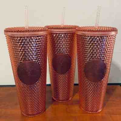 Starbucks 2019 Rose Gold Pink Studded Sparkling Jewled Tumbler 24oz - Sold on eBay May, 9th 2019 for $27.50