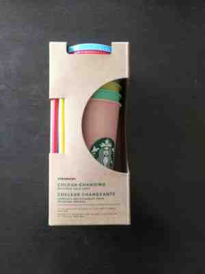 Starbucks Color Changing Reusable Cold Cup Collection Pack of 5 Lids Straws 24oz - Sold on eBay May, 9th 2019 for $59.00