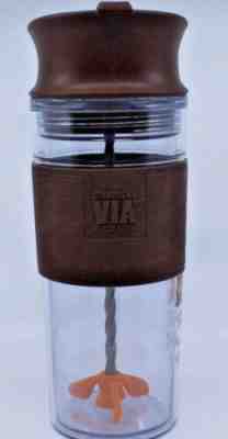 Starbucks Bodum Coffee VIA Ready Brew Travel Tumbler Mug Swirl Mixer Brown NWT - Sold on eBay May, 9th 2019 for $12.99