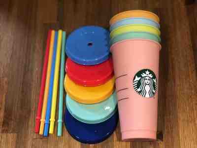 Starbucks Siren Reusable Rainbow Color Changing Cold Cup 24 oz, Set of 5 - Sold on eBay May, 9th 2019 for $84.95