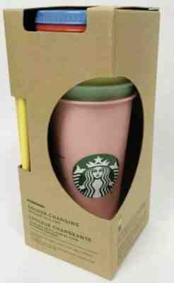 RARE Starbucks Color Changing Cold Cups - 5 Cups With 5 Lids & Straws Reuseable - Sold on eBay May, 9th 2019 for $62.00