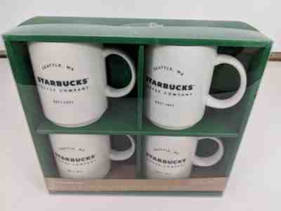 4 Starbucks Coffee Company Est'd 1971 Ceramic Mugs 14 fl oz White Great Gift Set - Sold on eBay May, 9th 2019 for $22.46