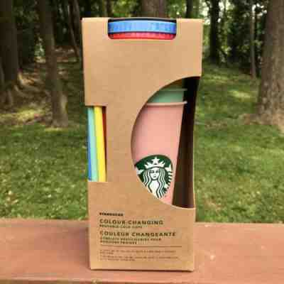 New 2019 Starbucks Color Changing Reusable Cold Cups Straws 