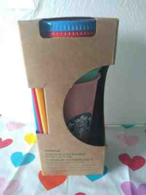 Starbucks Color Changing Reusable Cold Cup Collection Pack of 5 Lids Straws 24oz - Sold on eBay May, 9th 2019 for $61.00