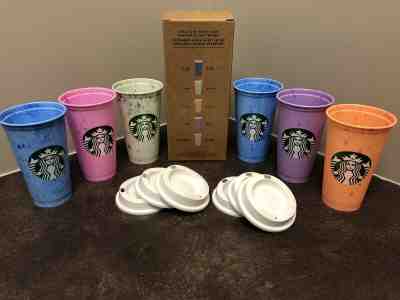 Starbucks 2019 Marble Reusable HOT Cups 6 Pack Cup Set With 6 Lids RARE & VHTF! - Sold on eBay May, 9th 2019 for $21.50