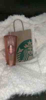 Starbucks Pink Tumbler 2019 Rose Gold Radiant Iridescent Jeweled 24oz Cold Cup - Sold on eBay May, 9th 2019 for $26.00