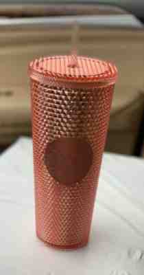 Starbucks Pink Tumbler 2019 Rose Gold Radiant Iridescent Jeweled 24oz Cold Cup - Sold on eBay May, 9th 2019 for $27.50