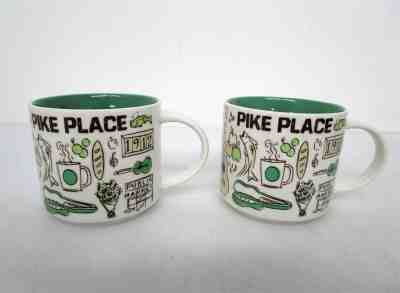 x2 Starbucks 14oz Been There Series Pin Drop Coffee Mugs Pike Place Market - Sold on eBay May, 9th 2019 for $16.50