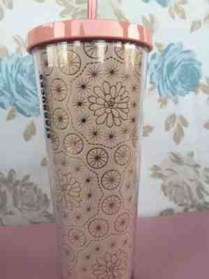 2019 Starbucks Rose Gold Pink Geometric Pastel Floral cold cup 24 oz - Sold on eBay May, 9th 2019 for $10.00