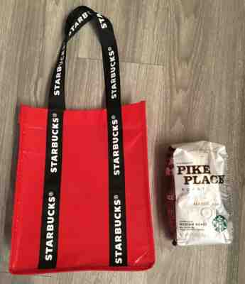 STARBUCKS PIKE PLACE MEDIUM ROAST COFFEE WITH RED 2018 COFFEE GIFT TOTE BAG - Sold on eBay May, 9th 2019 for $6.00