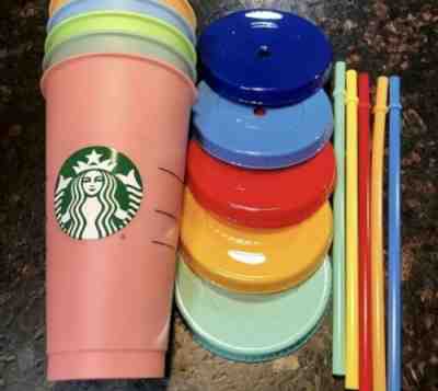 New 2019 Starbucks Color Changing Reusable Cold Cups Straws  - Sold on eBay May, 9th 2019 for $30.00