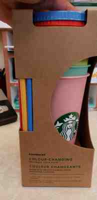 Starbucks Color Changing Reusable Cold Cup Collection Pack of 5 Lids Straws 24oz - Sold on eBay May, 9th 2019 for $75.00