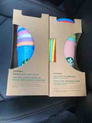 Starbucks Bundle! Reusable Color Changing Cold Cup and Marble Hot Cups NEW HTF - Sold on eBay May, 9th 2019 for $59.00