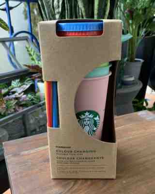 Starbucks Color Changing Reusable Cold Cup Collection Pack of 5 Lids Straws 24oz - Sold on eBay May, 9th 2019 for $69.99