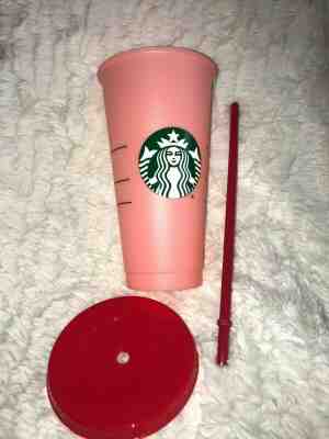 Starbucks Reusable Venti Cold Cup Color Changing  Rose Pink Coral Red - Sold on eBay May, 9th 2019 for $34.99