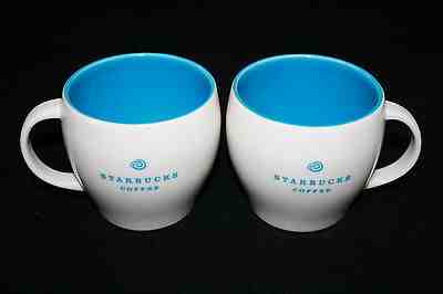 Starbucks Coffee 2004  2 White Blue Coffee / Tea Mug Cups Pair - Sold on eBay May, 9th 2019 for $42.49