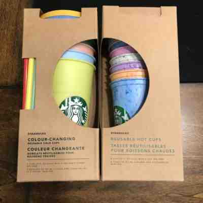 New Starbucks Reusable Cold Tumblers 24oz Venti Set Of 5 Cups & Hot Cup Set Of 6 - Sold on eBay May, 9th 2019 for $114.99