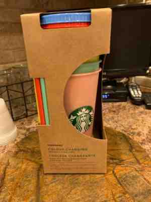 Starbucks COLOR CHANGING Reusable Cold Cup Collection Pack of 5 Lids Straws RARE - Sold on eBay May, 9th 2019 for $69.99