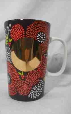 NEW Starbucks 2014 Dot Collection Brown Flower Floral Gold Ceramic Mug Cup 16 - Sold on eBay May, 9th 2019 for $15.95
