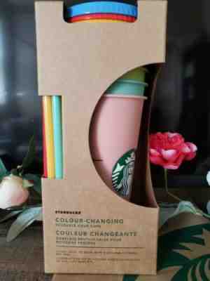 New 2019 Starbucks Color Changing Reusable Cold Tumbler Cups Straw Rainbow Set 5 - Sold on eBay May, 9th 2019 for $76.00