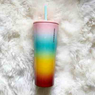 Starbucks Stainless Steel Pride Rainbow Cold Cup Tumbler, Pink Lid 24oz VENTI - Sold on eBay May, 9th 2019 for $35.00