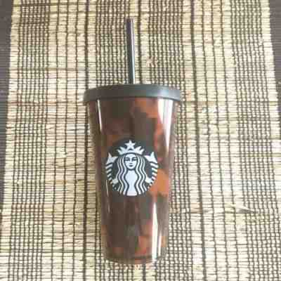 New Starbucks Tumbler Black/Brown Tortoise Shell Print 16 oz, Grande Cold Cup - Sold on eBay May, 9th 2019 for $23.50