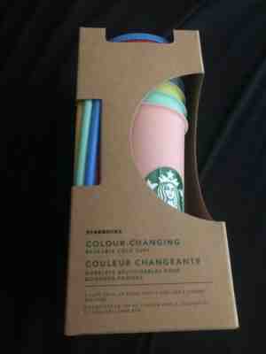 Starbucks Color Changing Reusable Cold Cup Collection Pack of 5 Lids Straws 24oz - Sold on eBay May, 9th 2019 for $65.00