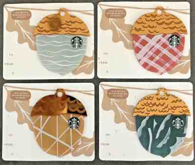 Starbucks 2018 4 Acorn  ???? Die Cut Gift Card set - Sold on eBay May, 9th 2019 for $3.99