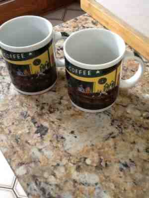 Vtg. Starbucks Art D. Burrows Nighthawks Diner Coffee Mugs 14oz Pair By Chaleur - Sold on eBay May, 9th 2019 for $8.95