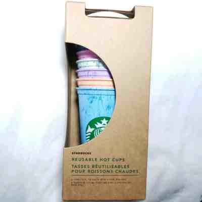RARE Starbucks Color Changing HOT Cups- 6 Cups With 6 Lids -Reusable - Sold on eBay May, 8th 2019 for $51.00