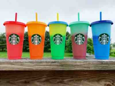 Starbucks Color Changing Reusable Cold Cups Rare Mothers Day Gift 5 Cup Full Set - Sold on eBay May, 8th 2019 for $69.99