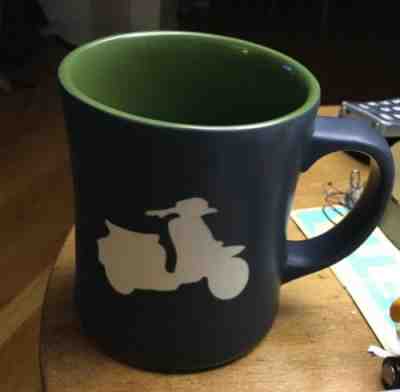 Starbucks 2011 Black Vespa Moped Embossed Coffee Tea Mug - Sold on eBay May, 8th 2019 for $8.00