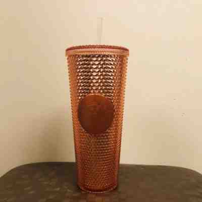 Starbucks Acrylic Iridescent Rose Gold Pink Studded Rainbow Cold Cup Tumbler - Sold on eBay May, 8th 2019 for $43.00